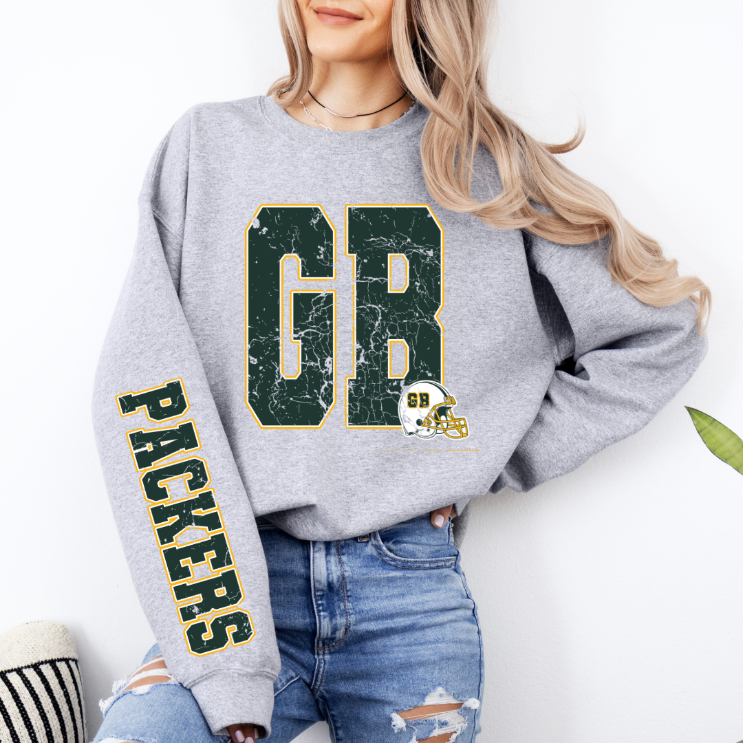 GREEN BAY VARSITY SLEEVE SWEATSHIRT (S. GREY)
