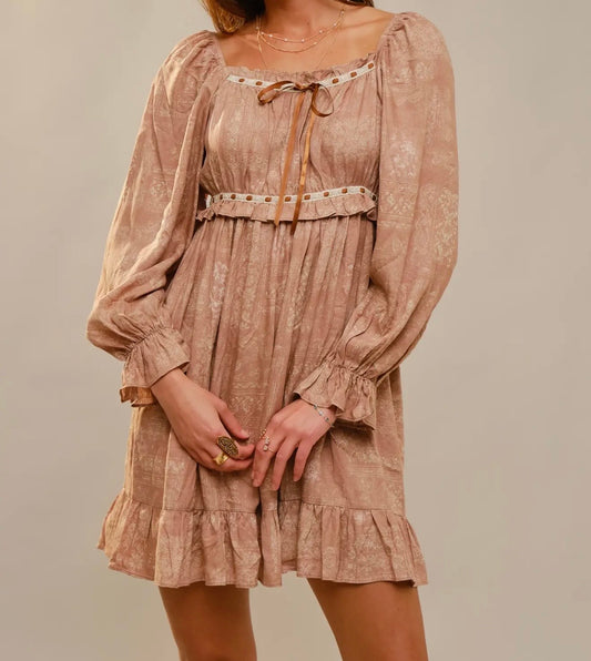 Boho Ribbon Mini Dress