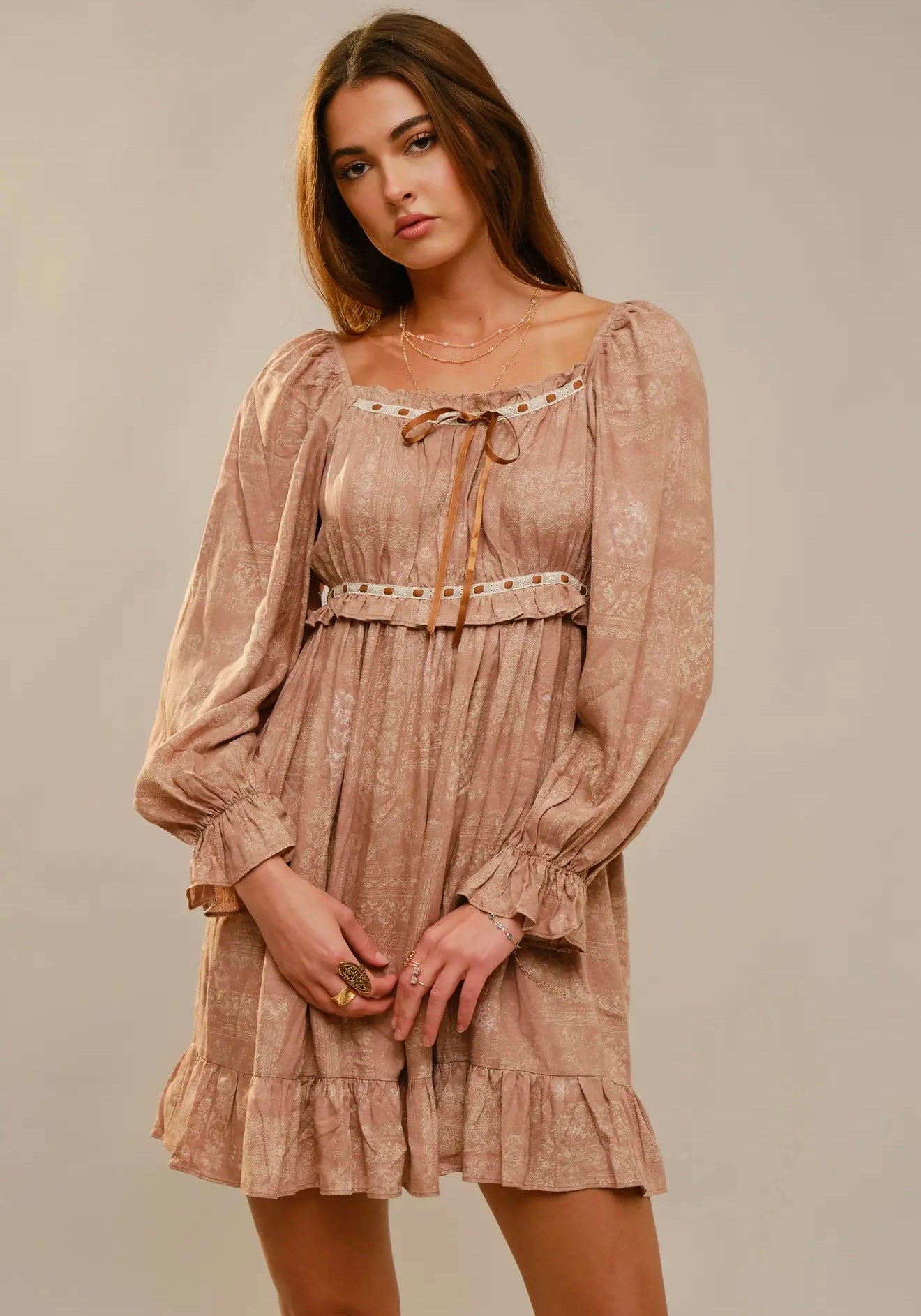 Check Buckle Babydoll Dress