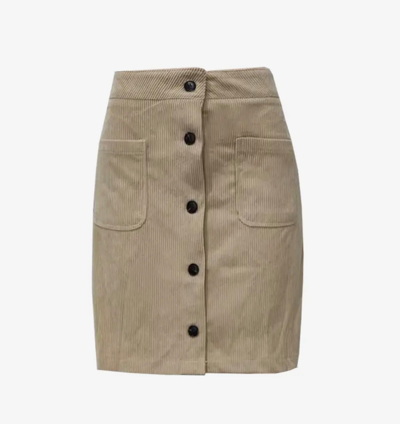 High Rise Corduroy Button Skirt