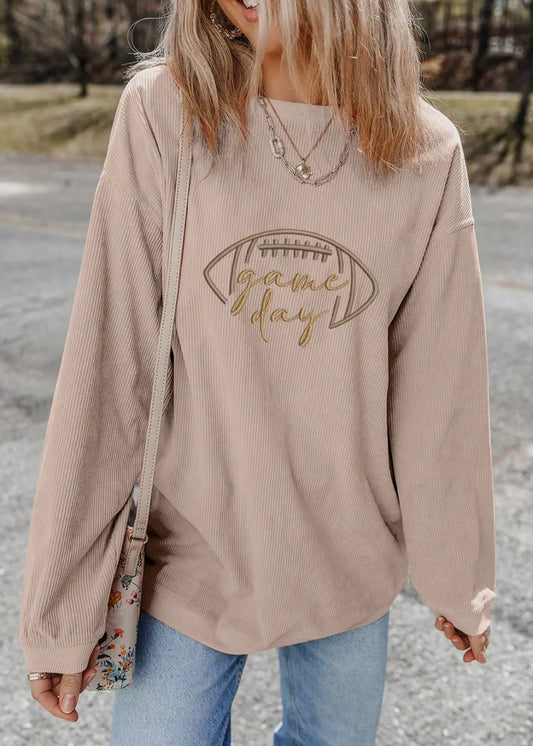 Game Day Embroidered Corduroy Crew