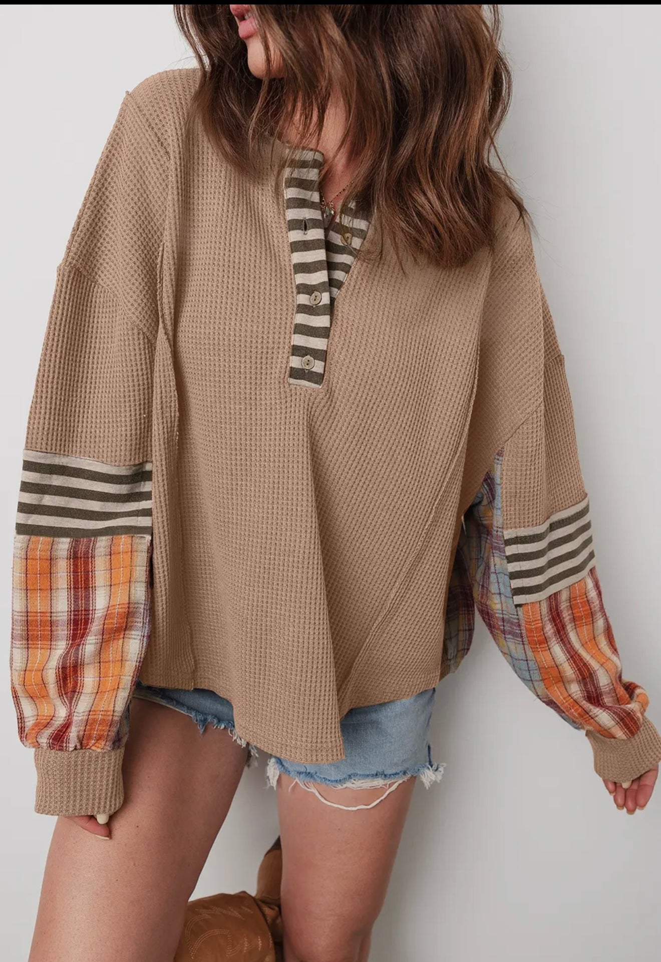 Waffle Henley Knit Top