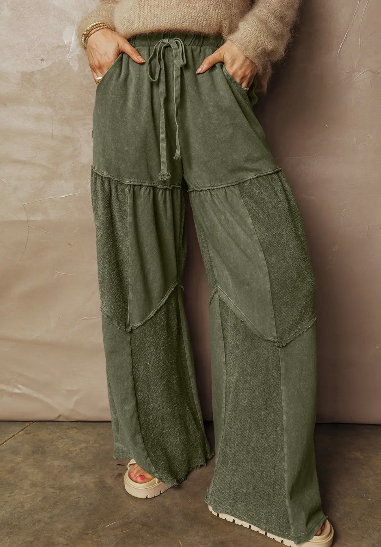 Mineral Wash Wide Leg Pants