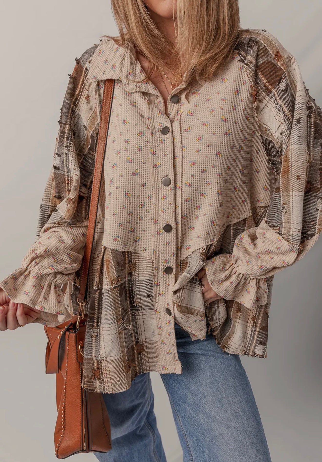 Boho Floral Plaid Shacket