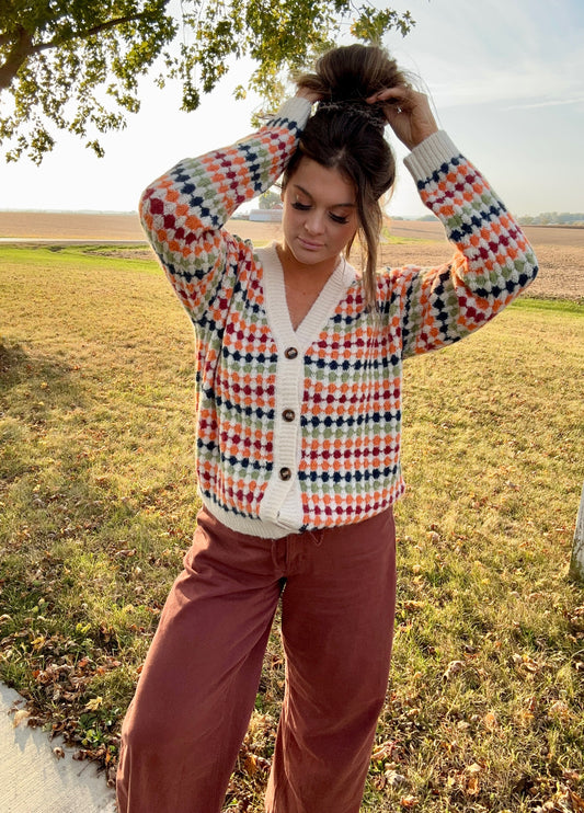 Dotty Pattern Button Cardigan